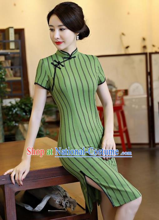 Traditional Ancient Chinese Young Women Cheongsam Dress Republic of China Tangsuit Stand Collar Blouse Dress Tang Suit Clothing