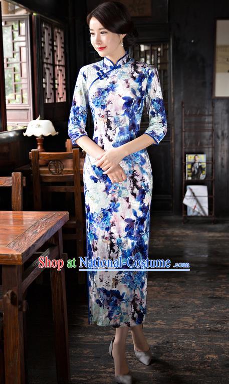 Traditional Ancient Chinese Young Women Cheongsam Dress Republic of China Tangsuit Stand Collar Blouse Dress Tang Suit Clothing