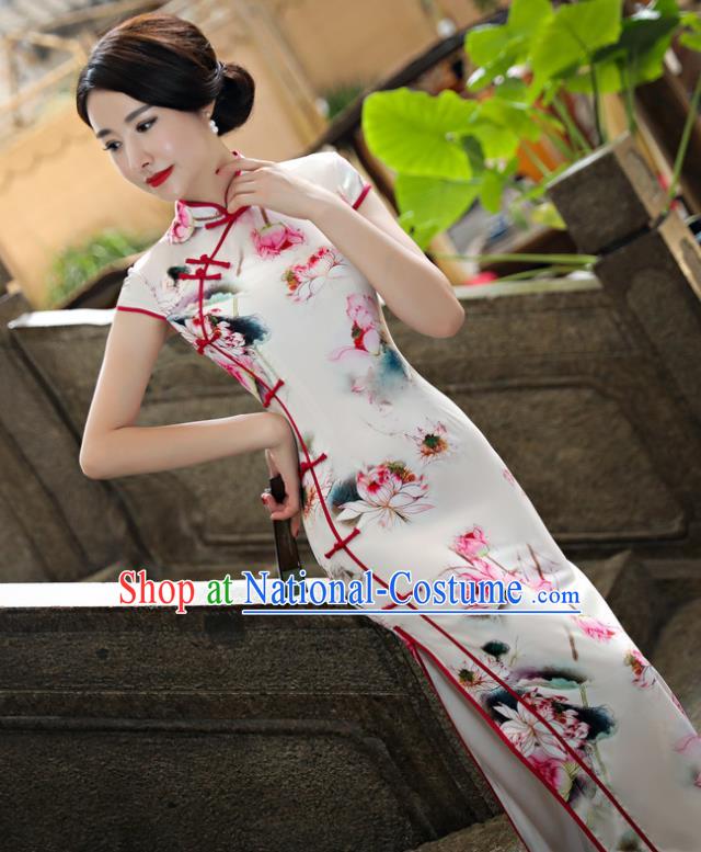 Traditional Ancient Chinese Young Women Cheongsam Dress Republic of China Tangsuit Stand Collar Blouse Dress Tang Suit Clothing