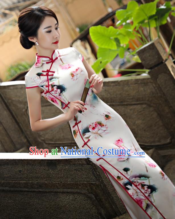 Traditional Ancient Chinese Young Women Cheongsam Dress Republic of China Tangsuit Stand Collar Blouse Dress Tang Suit Clothing