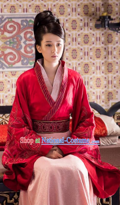 Chinese Ancient Princess Consort Hanfu Dress Television Drama Nirvana in Fire Xun Anru Embroidered Replica Costume for Women