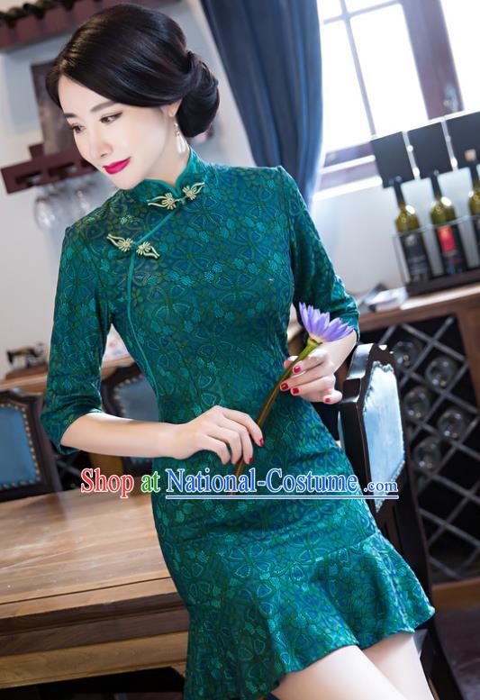 Traditional Ancient Chinese Young Women Cheongsam Dress Republic of China Tangsuit Stand Collar Blouse Dress Tang Suit Clothing