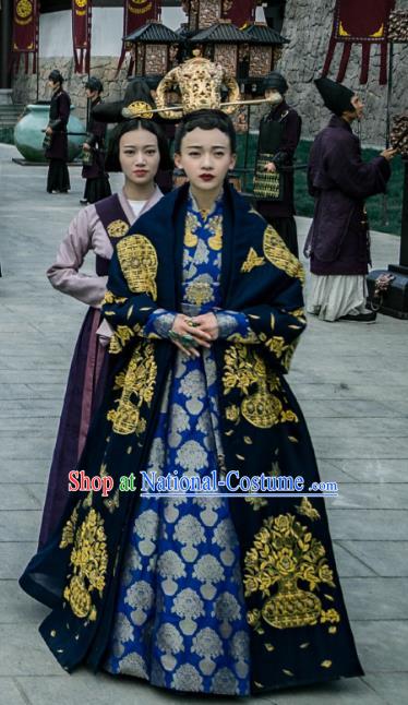 Chinese Ancient Northern and Southern Dynasties Empress Dowager Feng Embroidered Replica Costumes for Women