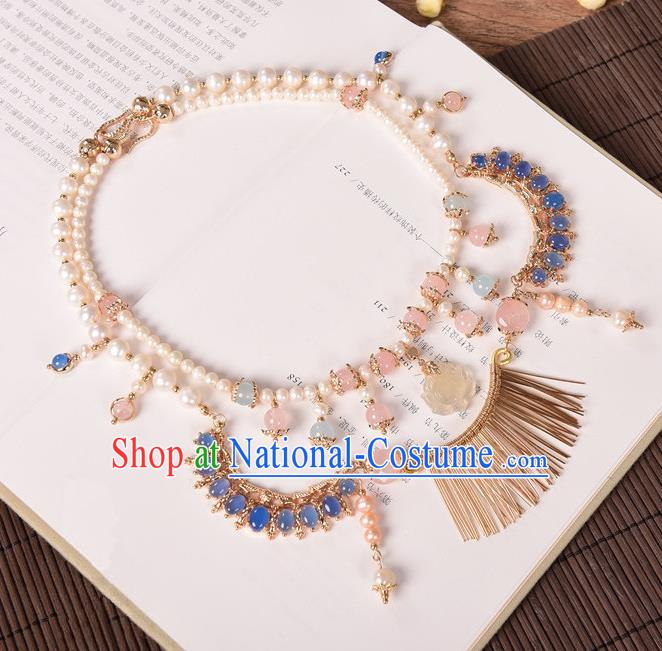 Traditional Handmade Chinese Ancient Classical Accessories Tassel Necklace Pearls Necklet for Women