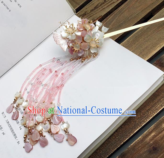 Traditional Handmade Chinese Ancient Classical Hair Accessories Flowers Butterfly Tassel Hairpins for Women