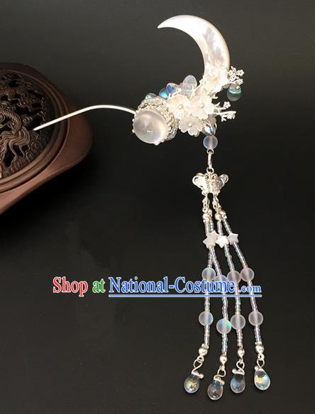 Traditional Handmade Chinese Ancient Classical Hair Accessories Moon Tassel Hairpins for Women