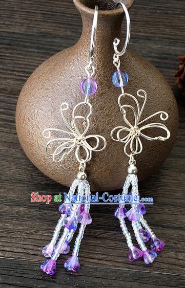 Traditional Handmade Chinese Ancient Classical Accessories Hanfu Tassel Earrings for Women