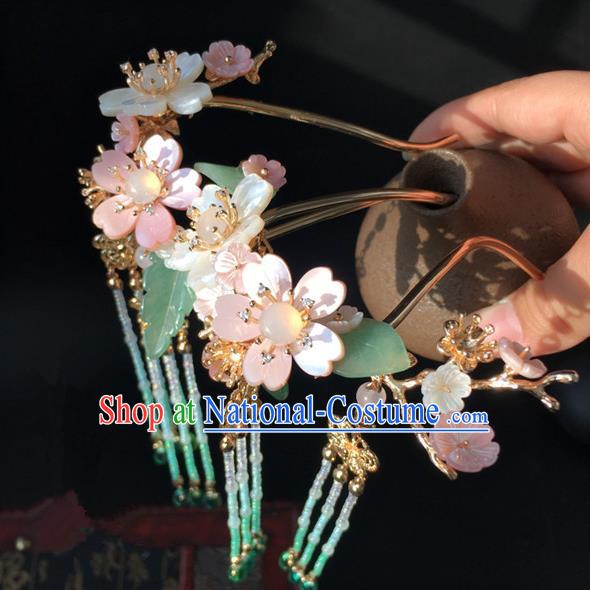 Traditional Handmade Chinese Ancient Classical Hair Accessories Shell Flowers Hairpins Hair Stick for Women