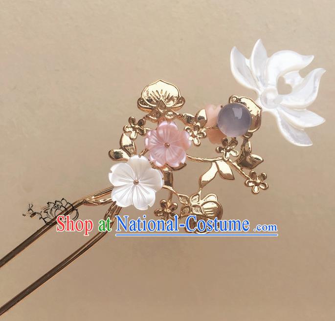 Traditional Handmade Chinese Ancient Classical Hair Accessories Shell Lotus Hair Clip Hairpins for Women