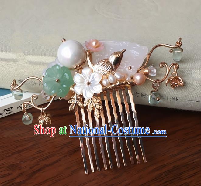 Traditional Handmade Chinese Ancient Classical Hair Accessories Jade Hair Comb Hairpins for Women