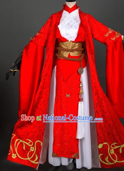 Chinese Ancient Swordswoman Costume Cosplay Female Knight-errant Dress Hanfu Clothing for Women