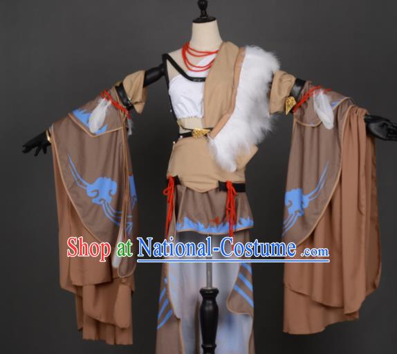 Chinese Ancient Beggars Sect Female Knight-errant Heroine Costume Cosplay Swordswoman Dress Hanfu Clothing for Women