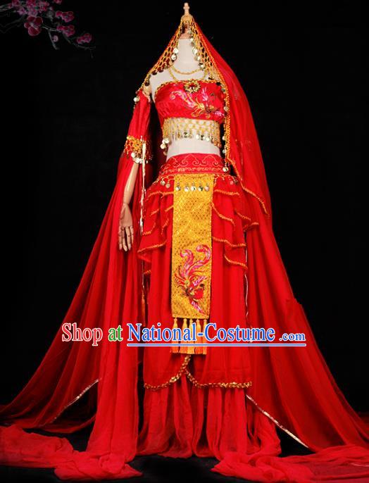 Chinese Ancient Young Lady Swordswoman Wedding Costume Cosplay Princess Red Dress Hanfu Clothing for Women