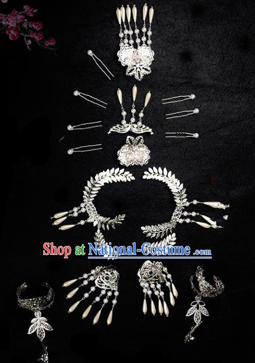 Traditional Handmade Chinese Hair Accessories Ancient Swordswoman Hairpins Headwear Complete Set for Women