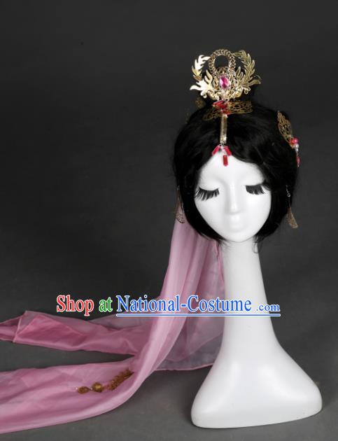 Traditional Handmade Chinese Hair Accessories Ancient Swordswoman Hairpins Veil Headwear for Women