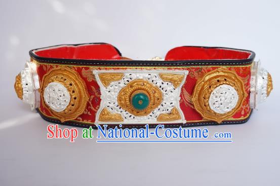 Chinese Traditional Zang Nationality Waist Accessories, China Tibetan Ethnic Waistband Belts for Men