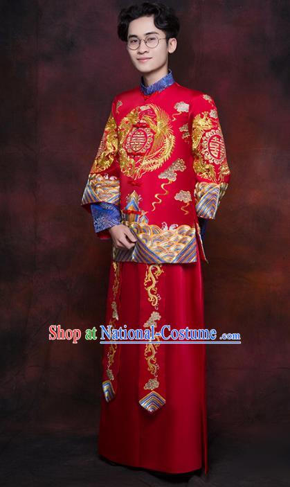 Chinese Traditional Wedding Costume Ancient Bridegroom Embroidered Tang Suit Toast Clothing for Men