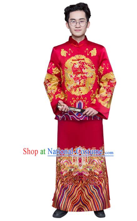 Chinese Traditional Wedding Toast Costume Ancient Bridegroom Embroidered Tang Suit Clothing for Men