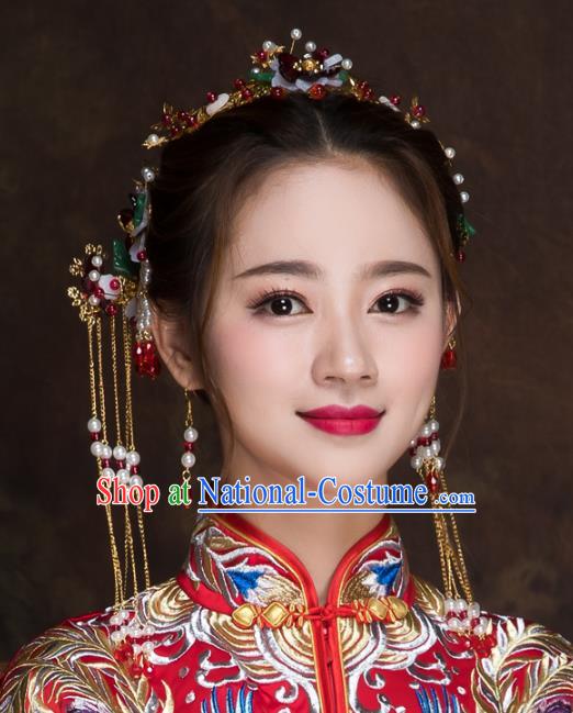 Chinese Traditional Handmade Wedding Hair Accessories, China Ancient Bride Phoenix Coronet Hairpins for Women