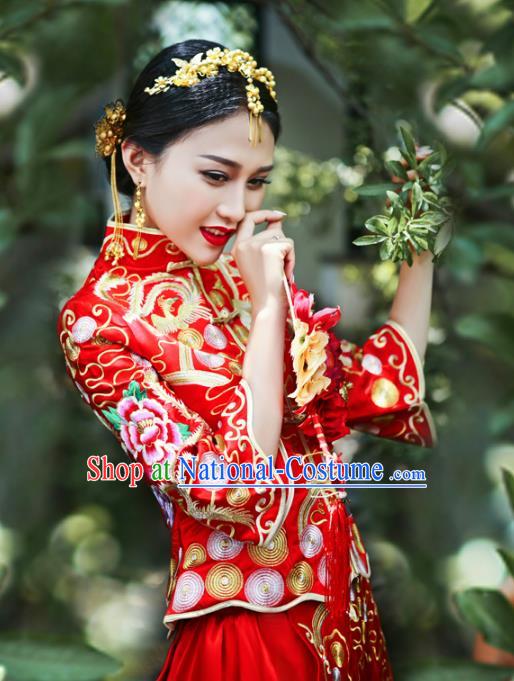 Traditional Chinese Wedding Costumes Traditional Xiuhe Suits Ancient Chinese bridal Full Dress