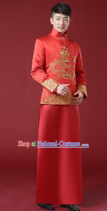 Chinese Traditional Wedding Embroidered Costume Ancient Bridegroom Tang Suit Clothing for Men