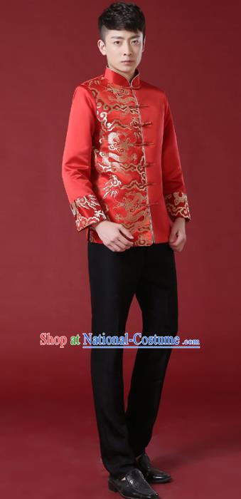 Chinese Traditional Wedding Embroidered Costume Ancient Bridegroom Xiuhe Suit Tang Suit Clothing for Men