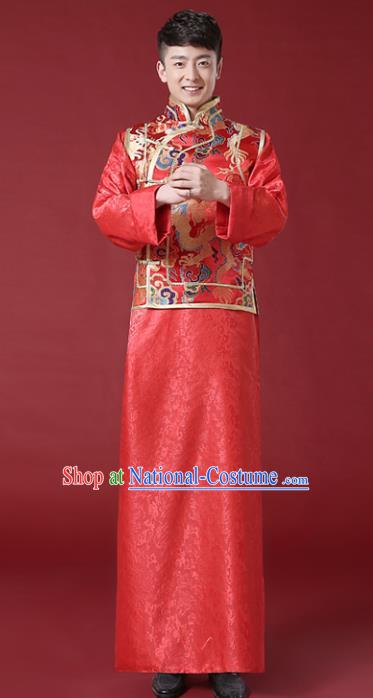 Chinese Traditional Wedding Embroidered Costume Ancient Bridegroom Mandarin Jacket Tang Suit Clothing for Men