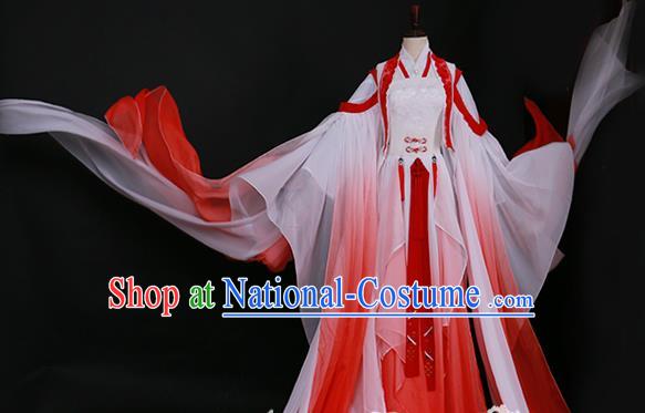 Traditional Chinese Princess Costume Ancient Tang Dynasty Palace Lady Red Hanfu Dress for Women