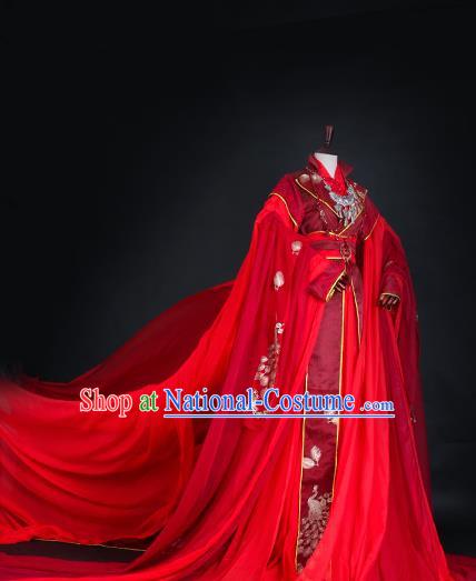 Chinese Ancient Queen Red Hanfu Dress Tang Dynasty Imperial Empress Wedding Embroidered Costume for Women