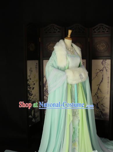 Chinese Ancient Imperial Concubine Green Hanfu Dress Tang Dynasty Imperial Consort Embroidered Costume for Women