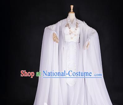 Chinese Ancient Cosplay Princess White Hanfu Dress Han Dynasty Palace Lady Embroidered Costume for Women