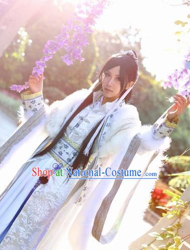 Chinese Ancient Royal Highness Costume Cosplay Swordsman Clothing Jin Dynasty Nobility Childe Hanfu for Men