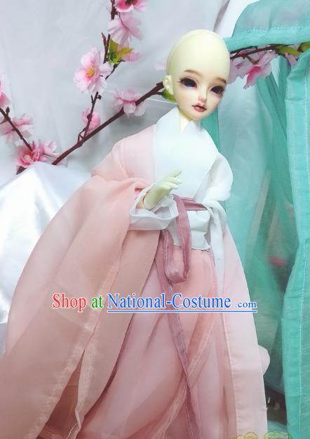 Chinese Ancient Cosplay Swordsman Pink Hanfu Dress Ming Dynasty Taoist Nun Costume for Women