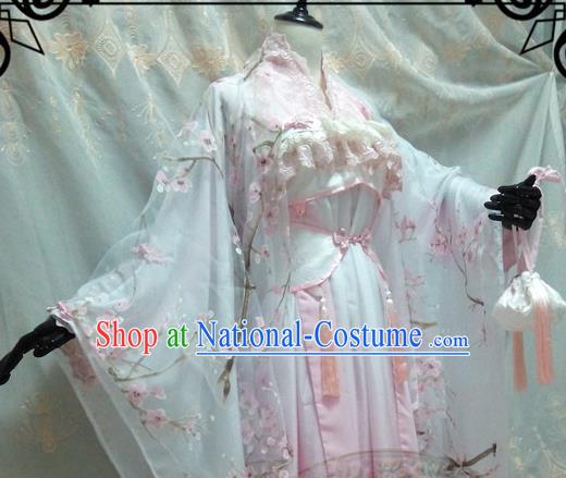 Chinese Ancient Cosplay Palace Lady Pink Hanfu Dress Tang Dynasty Princess Embroidered Costume for Women