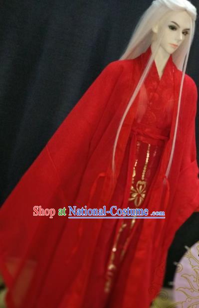 Chinese Ancient Nobility Childe Red Costume Cosplay Swordsman Royal Highness Clothing for Men