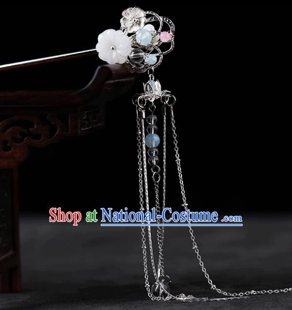 Chinese Traditional Handmade Hair Accessories Ancient Tassel Hairpins Hanfu Shell Step Shake for Women