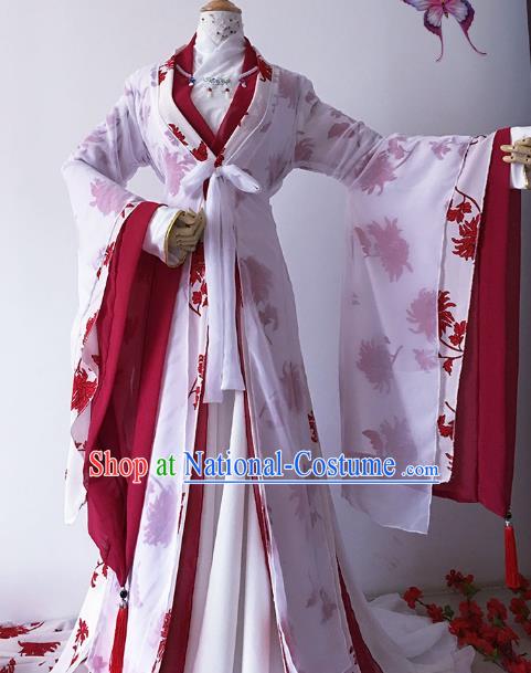 Chinese Ancient Princess Costume Cosplay Empress Clothing Han Dynasty Queen Embroidered Hanfu Dress for Women