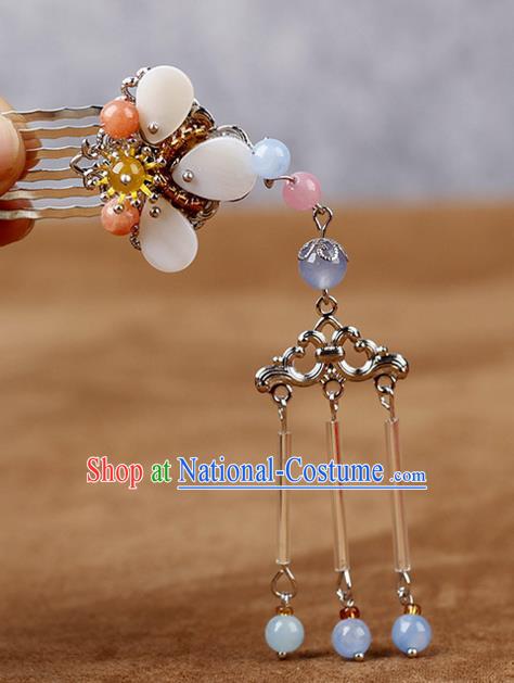 Chinese Traditional Handmade Hair Accessories Ancient Hairpins Hanfu Tassel Hair Comb for Women