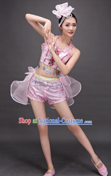 Top Grade Stage Show Costume Chorus Modern Dance Jazz Dance Pink Dress for Women