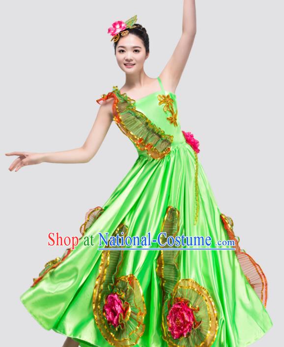 Top Grade Stage Show Costume Chorus Modern Dance Classical Dance Green Dress for Women