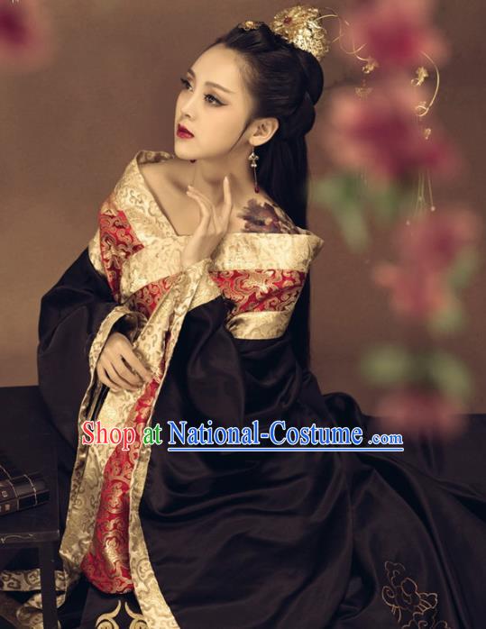 Traditional Chinese Ancient Imperial Consort Costume Tang Dynasty Imperial Concubine Embroidered Clothing and Headpiece for Women