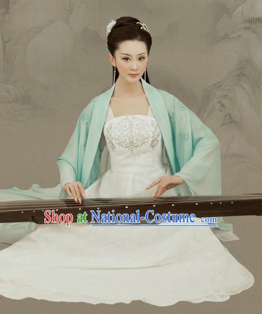 Traditional Chinese Ancient Palace Lady Dress Tang Dynasty Princess Embroidered Costume and Headpiece for Women