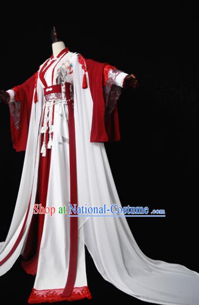 Chinese Ancient Cosplay Fairy Costume Han Dynasty Princess Embroidered Red Hanfu Dress for Women