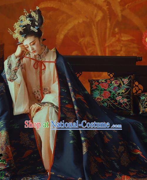 Chinese Ancient Palace Lady Hanfu Dress Traditional Qing Dynasty Manchu Imperial Concubine Embroidered Costume and Headdress for Women