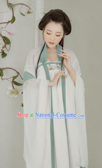 Chinese Ancient Imperial Concubine Hanfu Dress Traditional Tang Dynasty Princess Embroidered Costume and Hairpins for Women