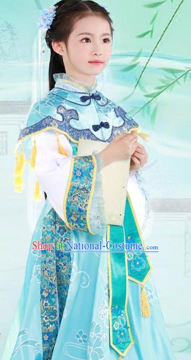 Chinese Ancient Nobility Lady Embroidered Costume Ming Dynasty Princess Clothing for Kids