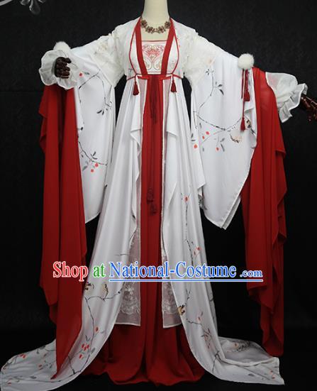 Chinese Ancient Cosplay Princess Costume Tang Dynasty Court Lady Embroidered Hanfu Dress for Women