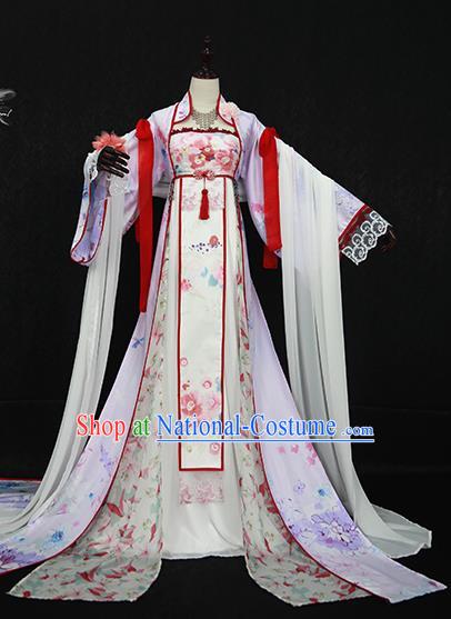 Chinese Ancient Cosplay Princess Costume Tang Dynasty Palace Lady Embroidered Hanfu Dress for Women