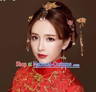 Chinese Traditional Handmade Bride Wedding Hair Accessories Ancient Hairpins Complete Set for Women