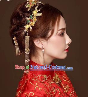 Chinese Traditional Handmade Bride Wedding Hair Accessories Ancient Hairpins Tassel Step Shake Complete Set for Women